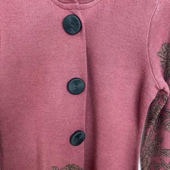 SOFT SURROUNDINGS Floral Duster Sweater Coat Burgundy - Small - Picture 5 of 8